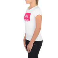 100 Girls' Short-Sleeved Gym T-Shirt - White Print