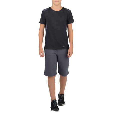 500 Boys' Short-Sleeved Gym T-Shirt - Grey/Black