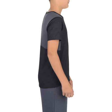 500 Boys' Short-Sleeved Gym T-Shirt - Grey/Black