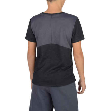 500 Boys' Short-Sleeved Gym T-Shirt - Grey/Black