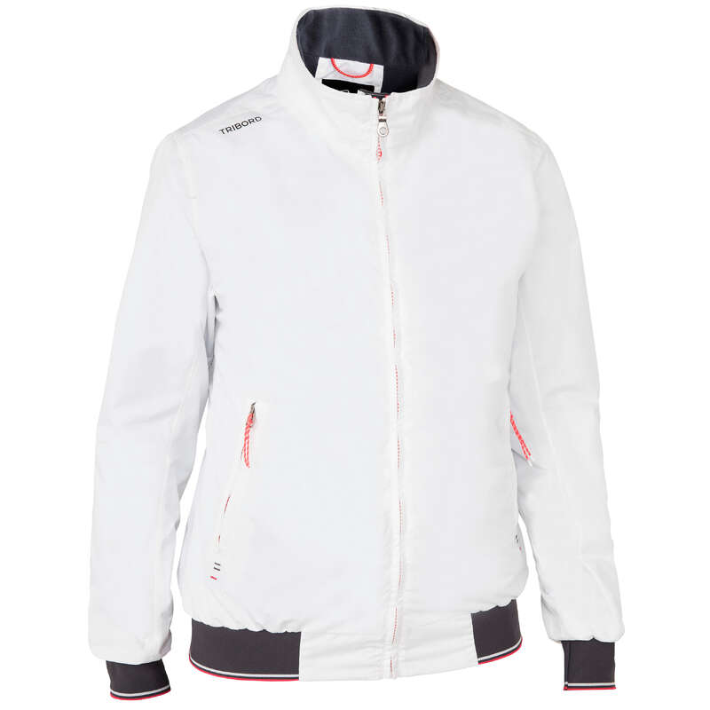 REGATTA RAINY WEATHER WOMAN CLOTHES Sailing - Race 100 Women's Anorak White TRIBORD - Sailing Clothing