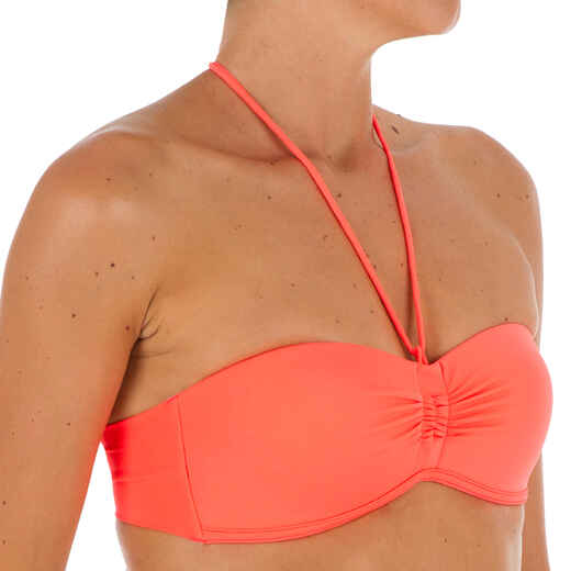 
      Laeti Women's Bandeau Swimsuit Top with Fixed Padded Cups - Coral
  