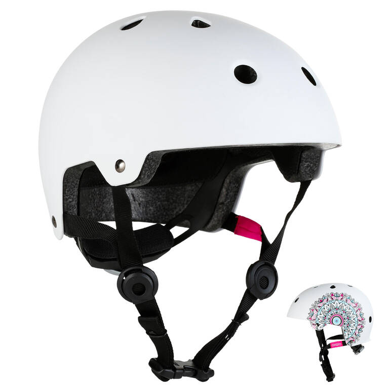 Play 7 Inline Skating Skateboarding Scootering Helmet - White Mandala