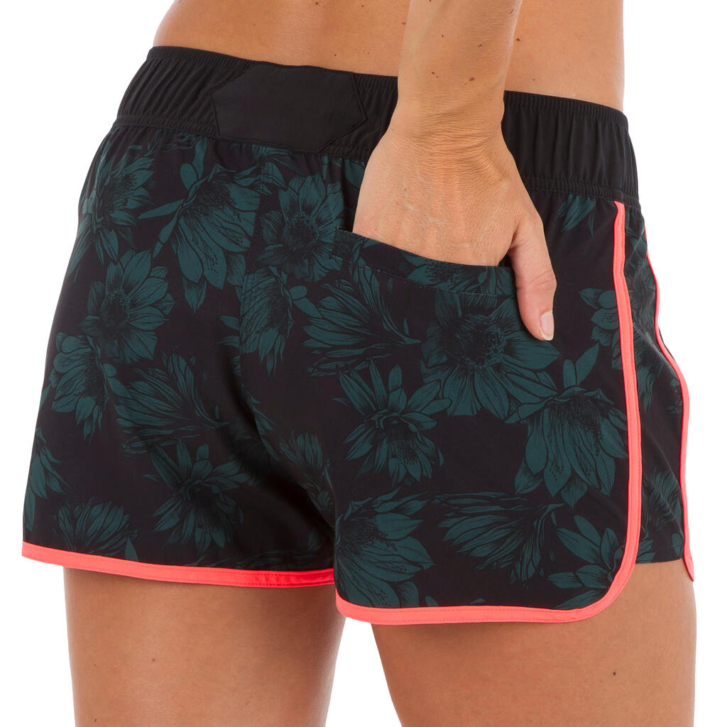 Boardshorts Surfen TINI GRAPHITI elastischer Bund und Zugkordel