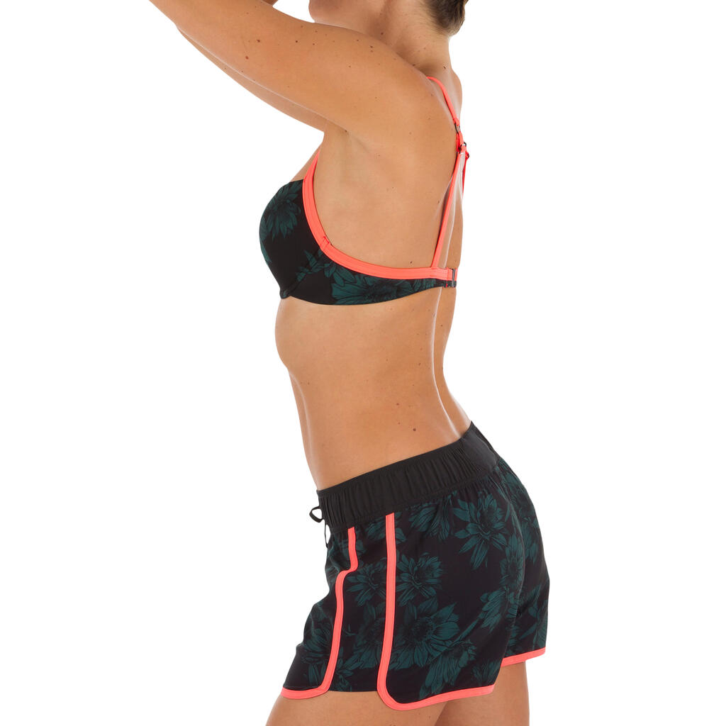 Boardshorts Surfen TINI GRAPHITI elastischer Bund und Zugkordel