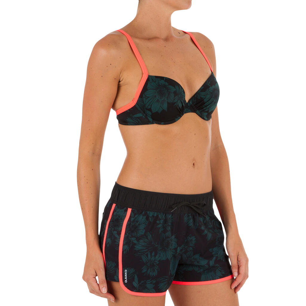 Boardshorts Surfen TINI GRAPHITI elastischer Bund und Zugkordel