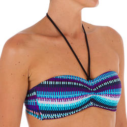 HAUT DE MAILLOT DE BAIN FEMME 2 PIECE LAETI BANDEAU COQUES FIXES JAZZ BLEU