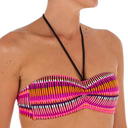 HAUT DE MAILLOT DE BAIN FEMME LAETI BANDEAU COQUES FIXES JAZZ ROSE