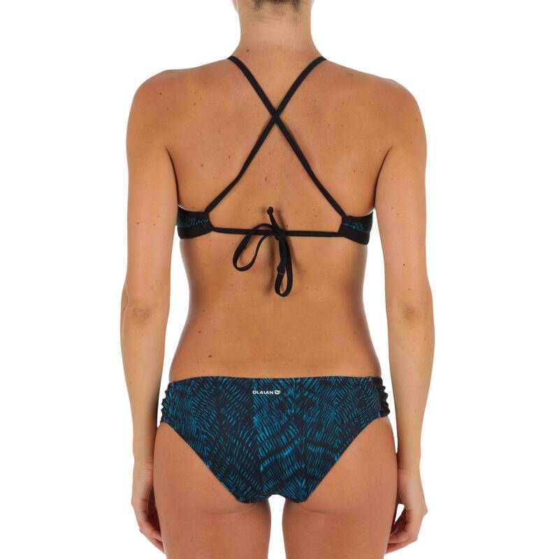 Bas de maillot de bain de surf femme plissée côté NIKI SHIBO BLEU