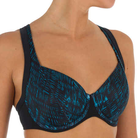 Eden Women's Underwired Minimiser Swimsuit Top - Shibo Blue