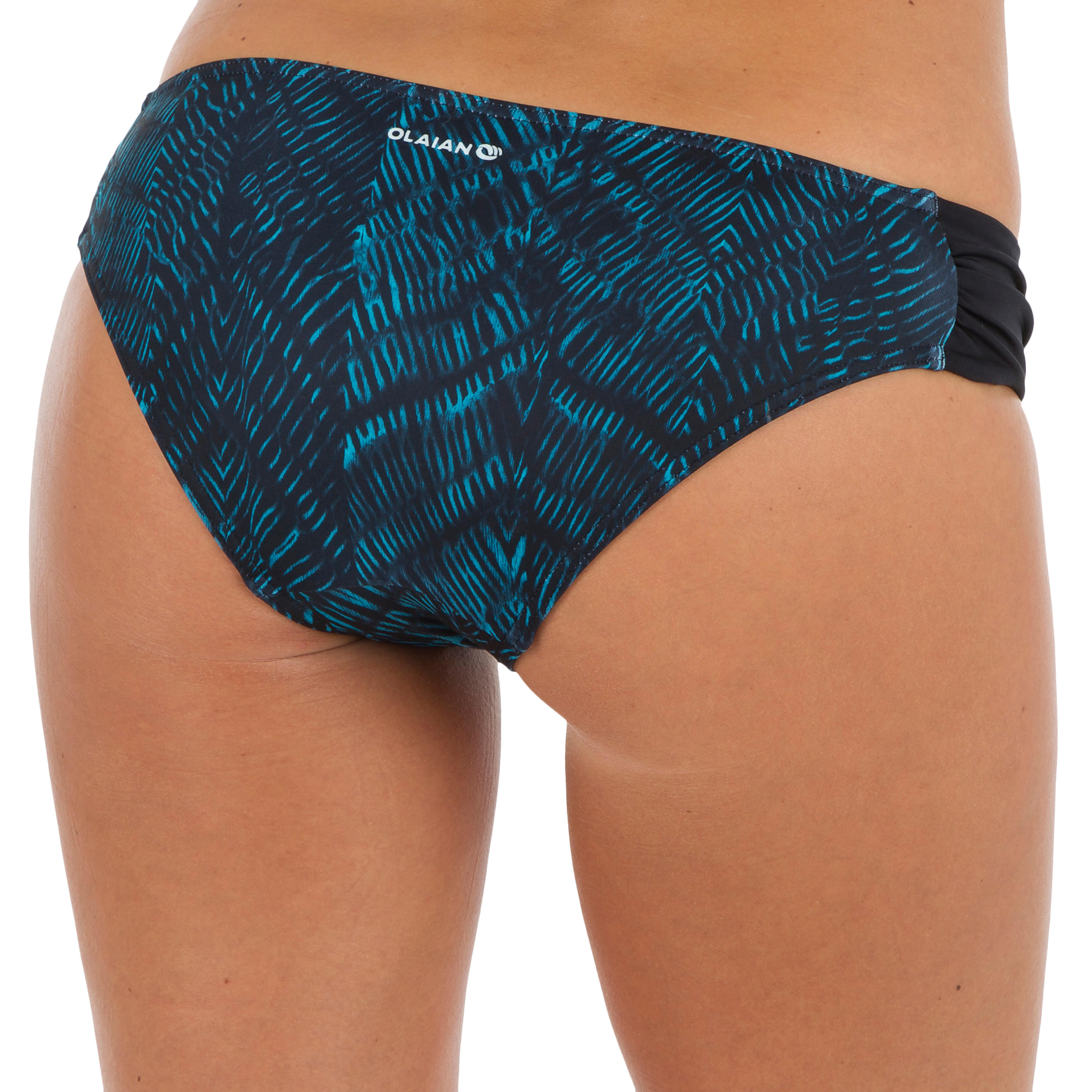 Niki Women's Surfing Swimsuit Bottoms with Gathering at the Sides - Shibo Blue 3/7