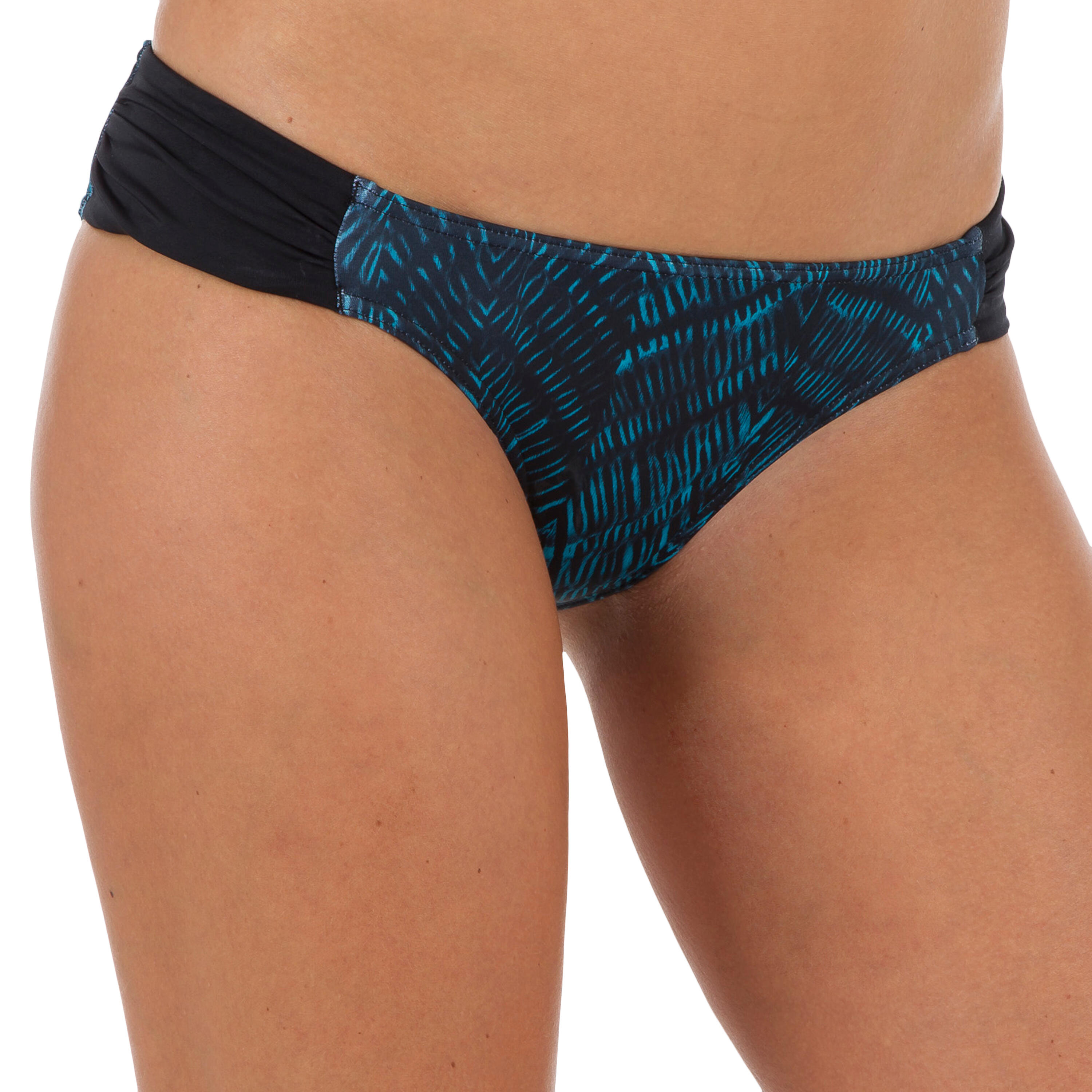 OLAIAN Niki Women's Surfing Swimsuit Bottoms with Gathering at the Sides - Shibo Blue