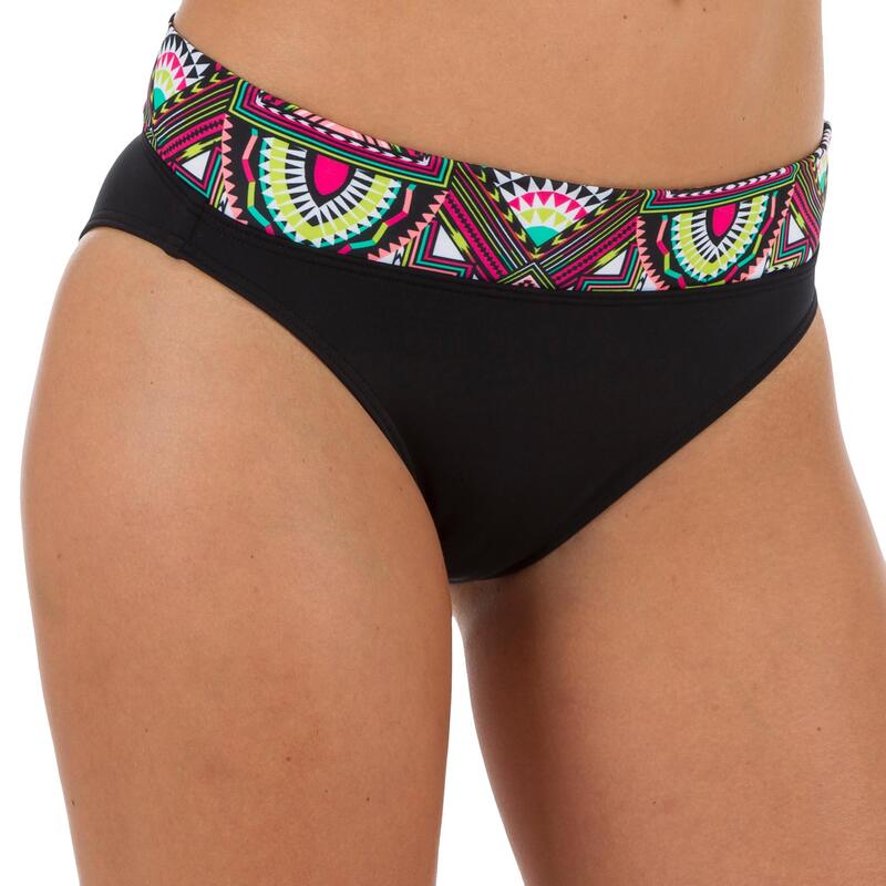 BAS DE MAILLOT DE BAIN TAILLE HAUTE AVEC REVERS NAO LONGI NOIR