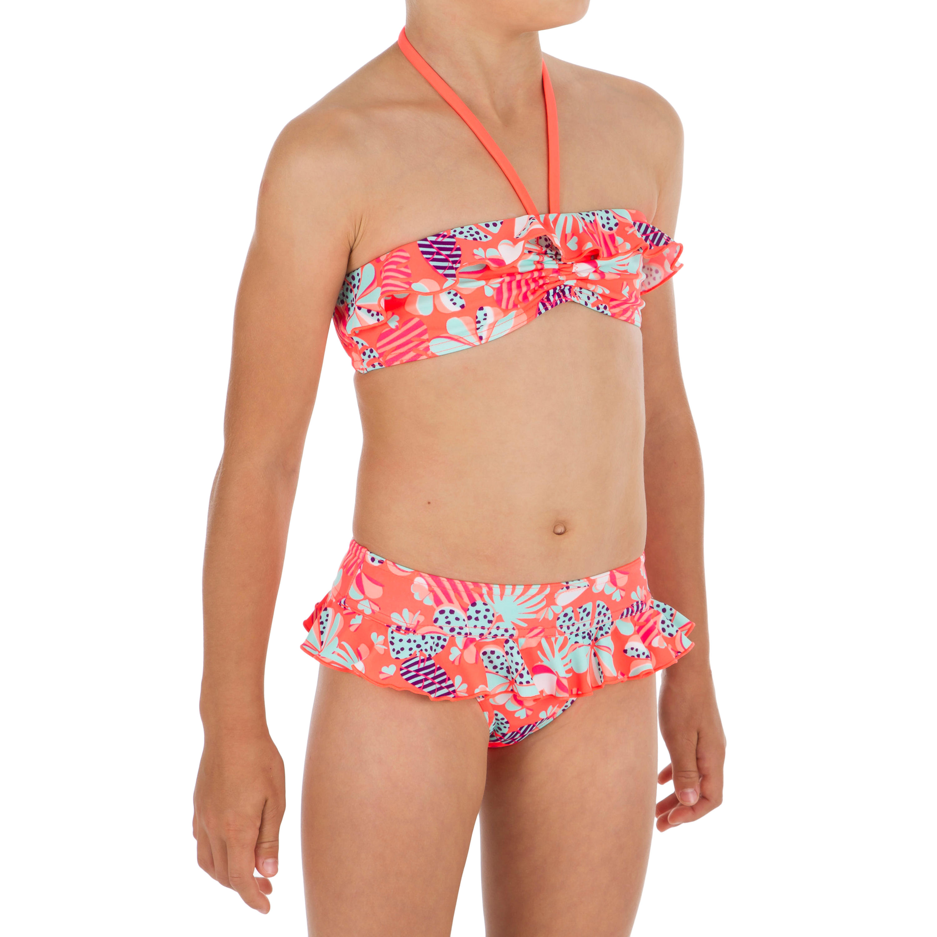 coral bandeau bikini top