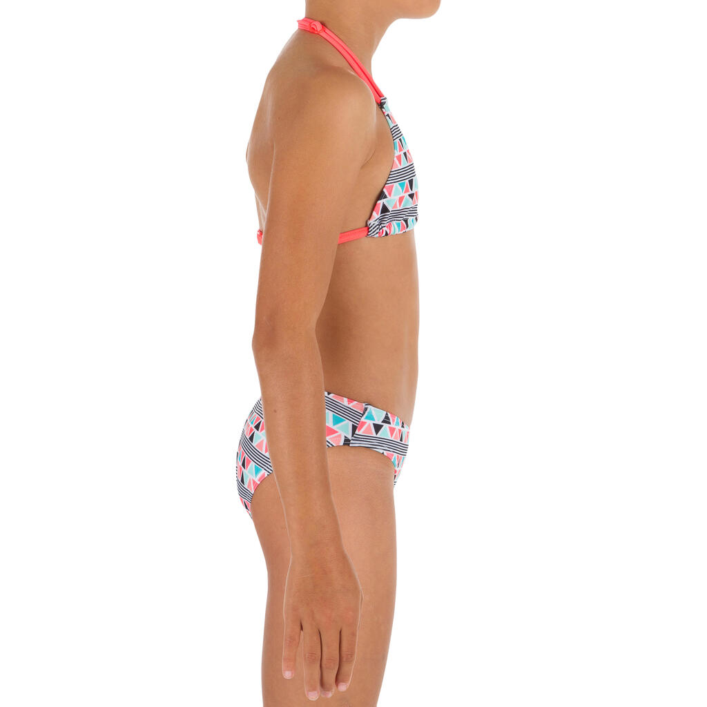 Bikini-Set Triangel Taloo Lilou Origami Surfen Mädchen neon-rosa