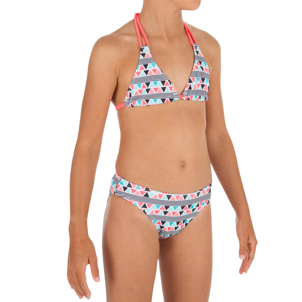Bikini-Set Triangel Taloo Lilou Origami Surfen Mädchen neon-rosa