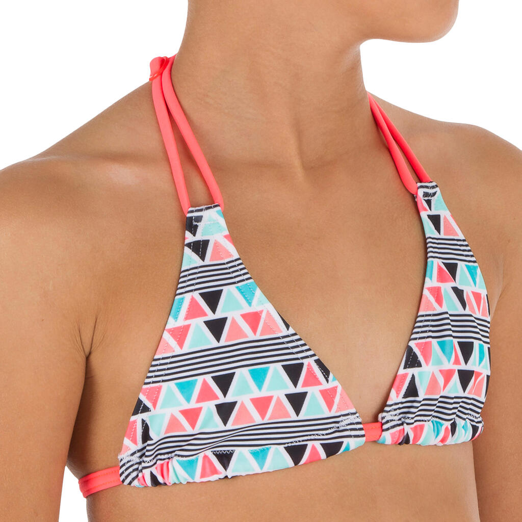 Bikini-Set Triangel Taloo Lilou Origami Surfen Mädchen neon-rosa