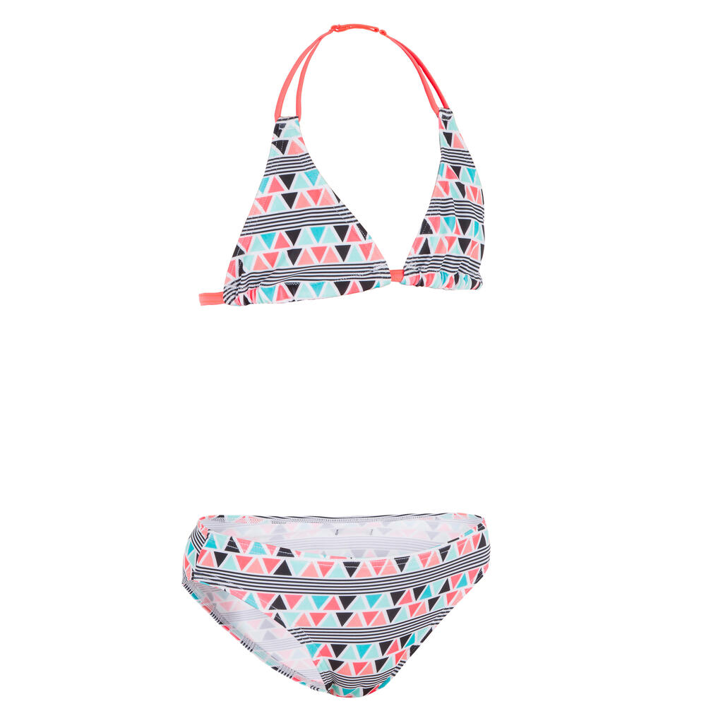 Bikini-Set Triangel Taloo Lilou Origami Surfen Mädchen neon-rosa