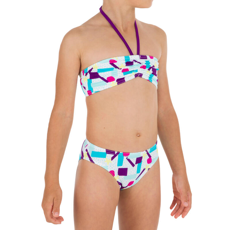 Maillot de bain 2 pièces bandeau fille LALI LAGOON bleu/vert