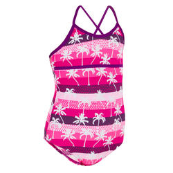 Haloa Girls' One-Piece Cross Back Swimsuit - Palmy Hollywood Pink