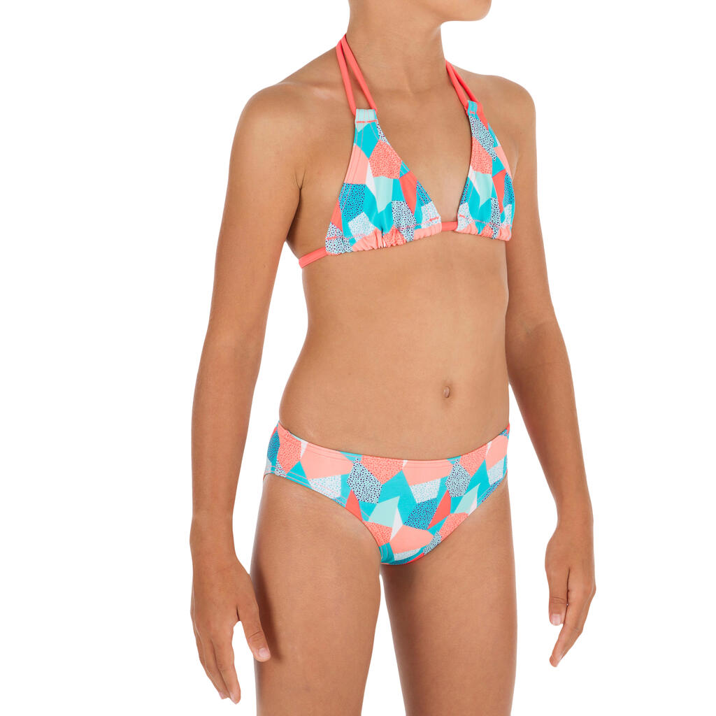 Bikini-Set Triangel Taloo Lilou Origami Surfen Mädchen neon-rosa