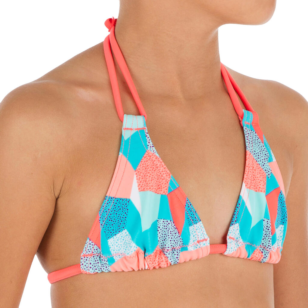 Bikini-Set Triangel Taloo Lilou Origami Surfen Mädchen neon-rosa