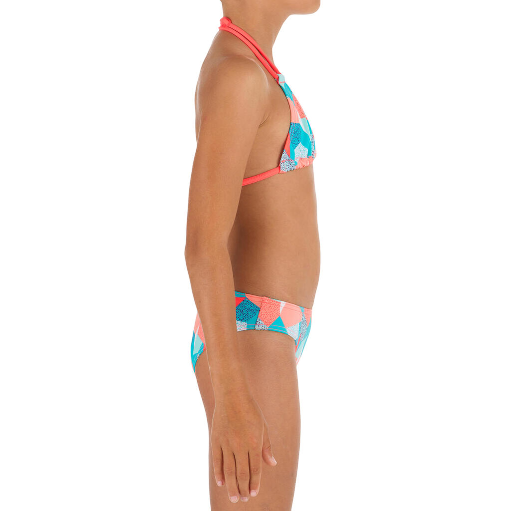 Bikini-Set Triangel Taloo Lilou Origami Surfen Mädchen neon-rosa