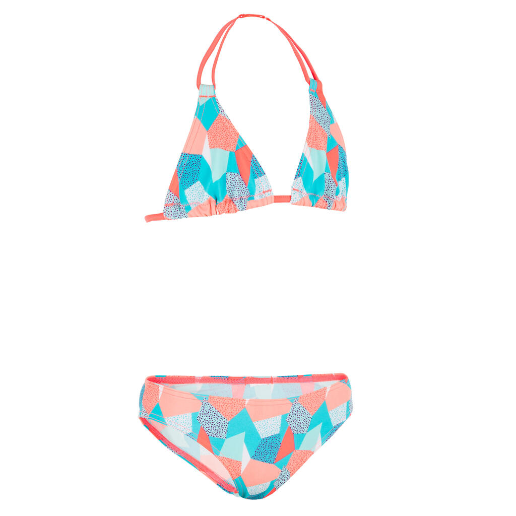 Bikini-Set Triangel Taloo Lilou Origami Surfen Mädchen neon-rosa