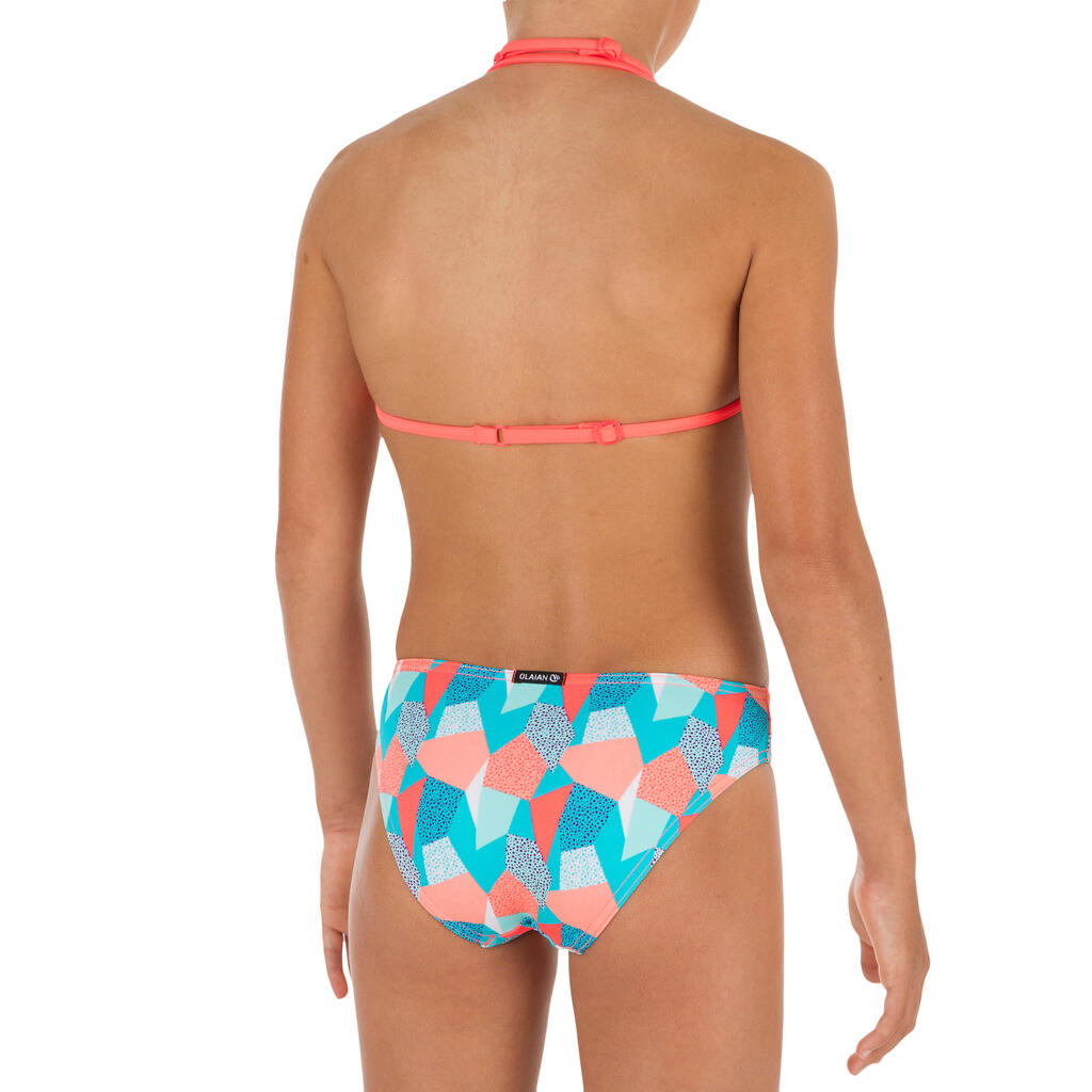 Bikini-Set Triangel Taloo Lilou Origami Surfen Mädchen neon-rosa