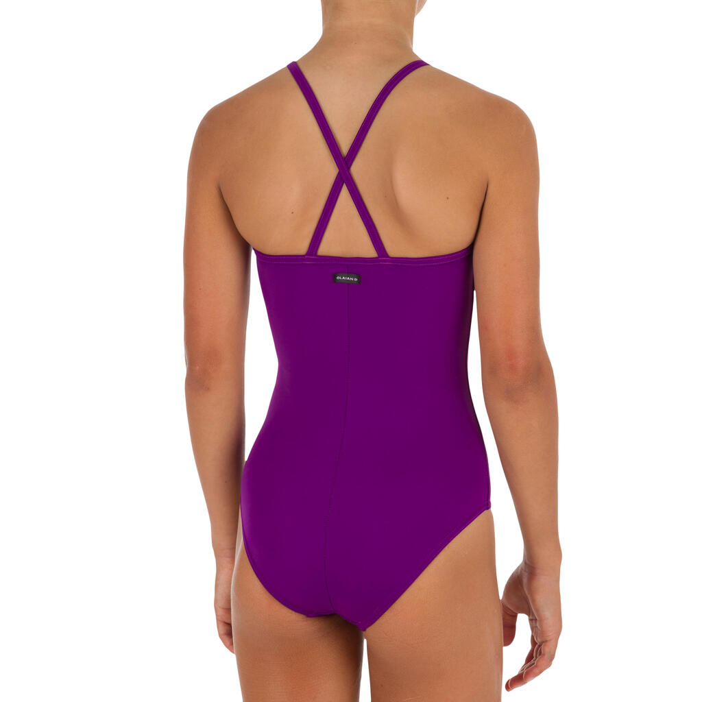 Hanalei Girls' One-Piece Crop Top Swimsuit - Wave It Easy Purple