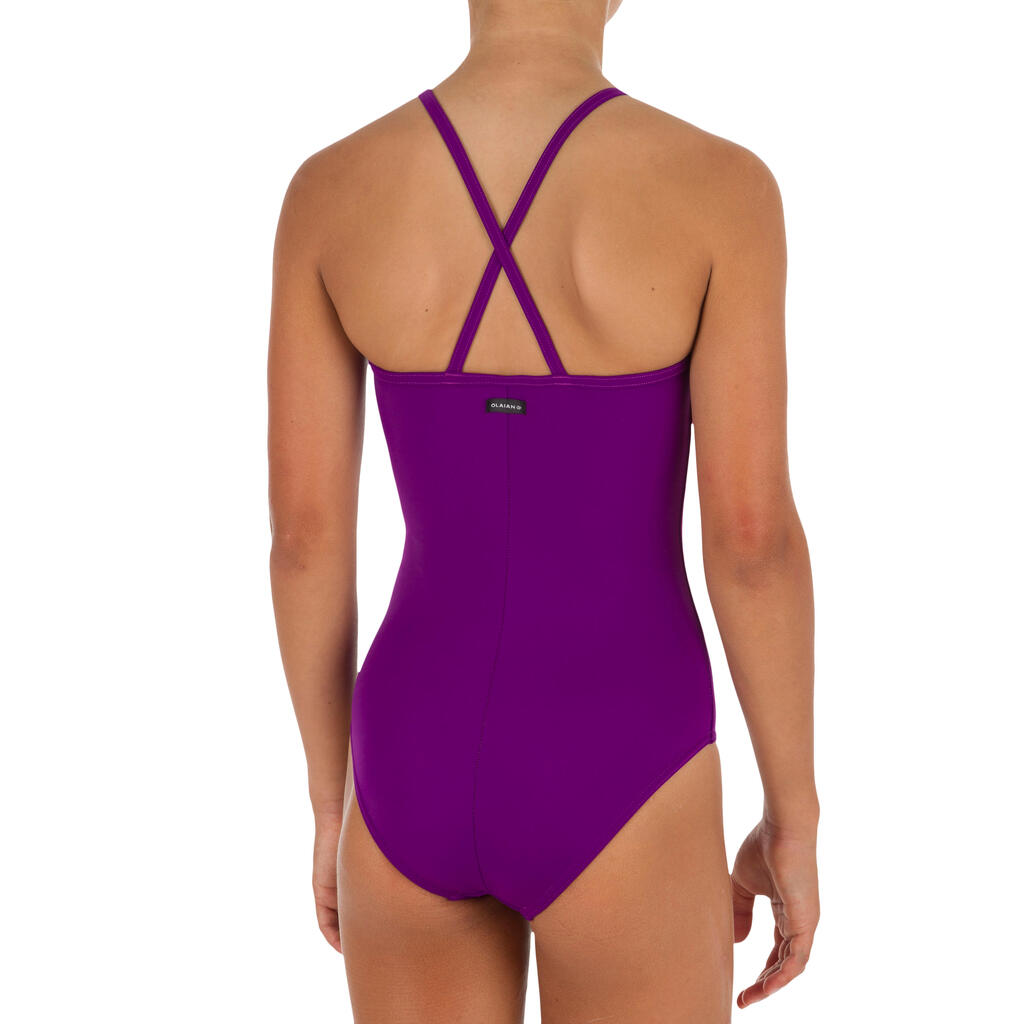 Jednodielne dievčenské plavky s podprsenkou Wave It Easy fialové