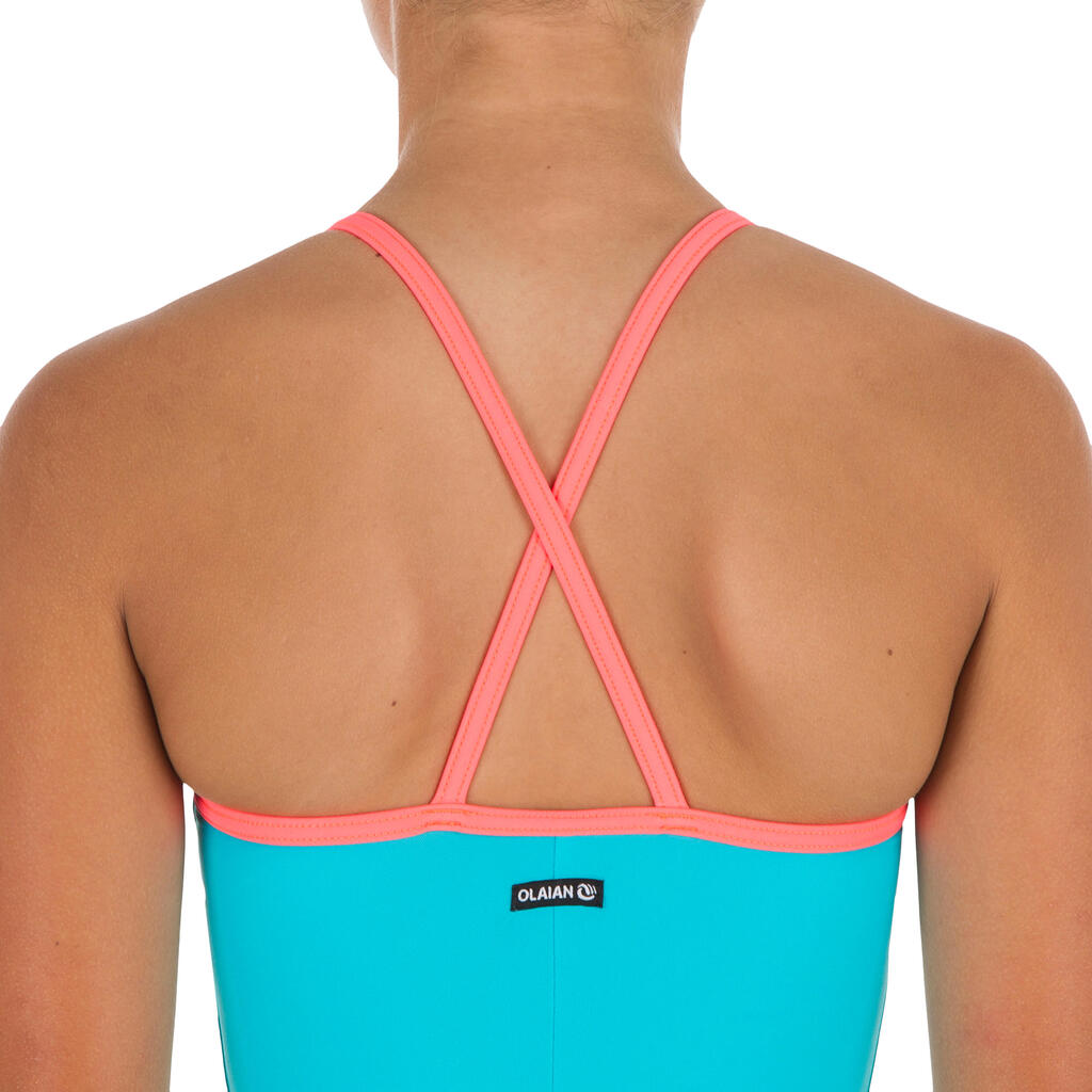 Badeanzug Bustier Haloa Lima gekreuzte Rückenträger Mädchen blau
