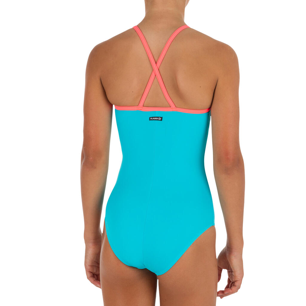 Badeanzug Bustier Haloa Lima gekreuzte Rückenträger Mädchen blau