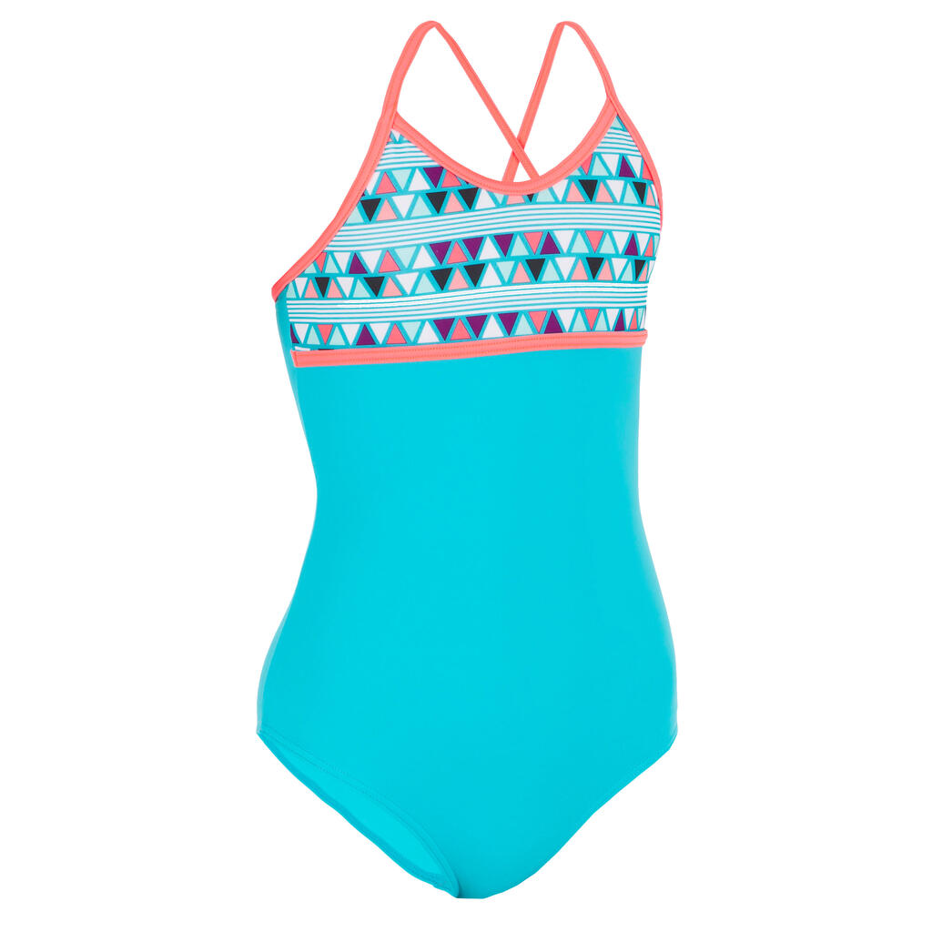Badeanzug Bustier Haloa Lima gekreuzte Rückenträger Mädchen blau