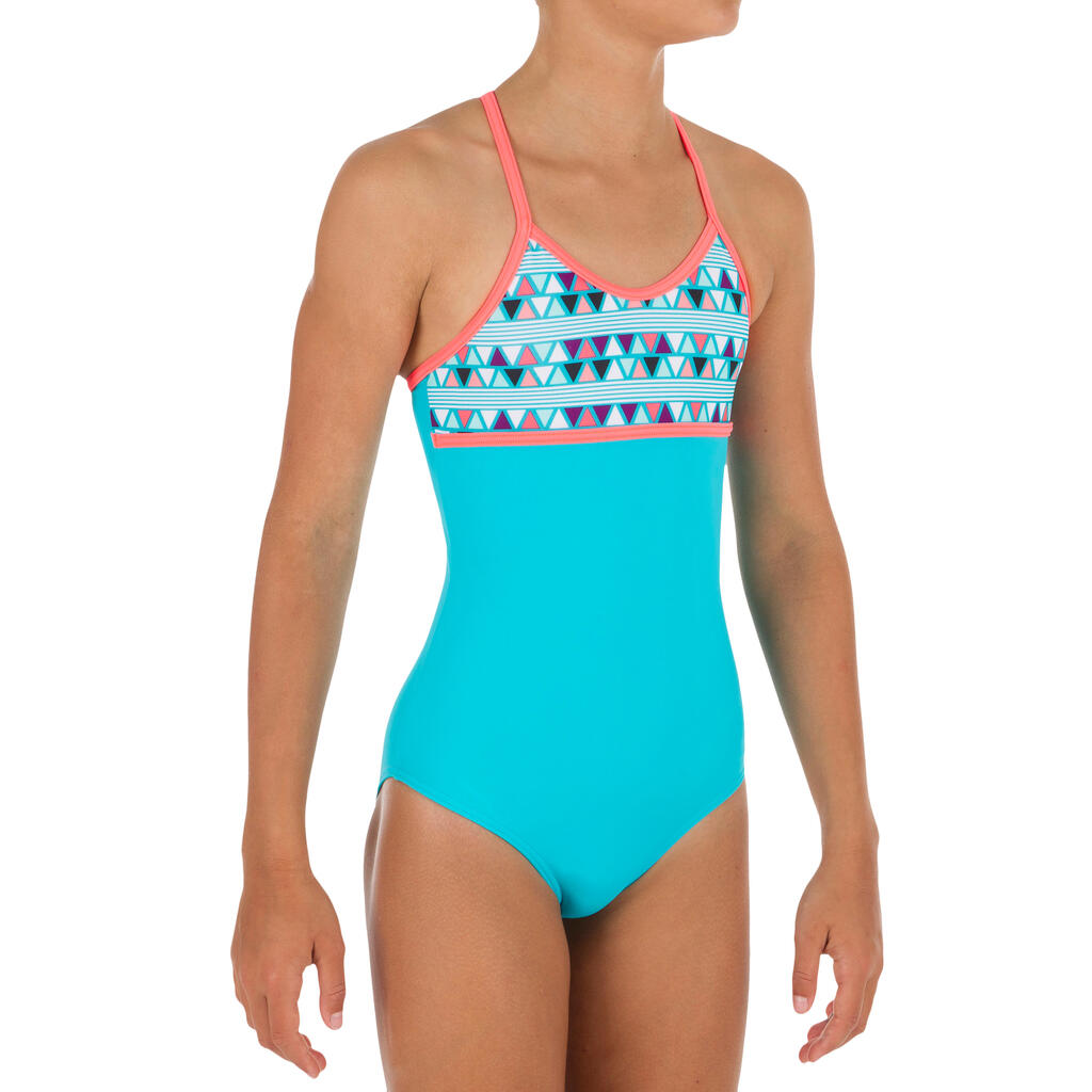 Badeanzug Bustier Haloa Lima gekreuzte Rückenträger Mädchen blau