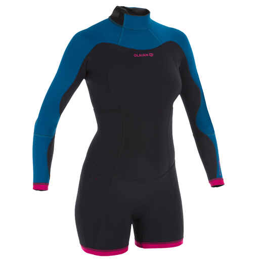 
      Neoprenanzug Shorty Surfen 900 langarm Damen blau/rosa
  