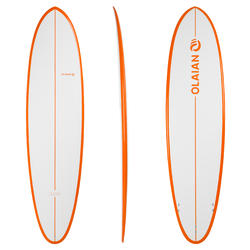 Planche de surf 500 7'2 blanc orange, résine epoxy.