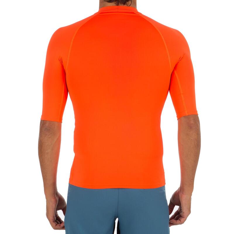 Licra solar manga curta Homem - 100 laranja fluorescente