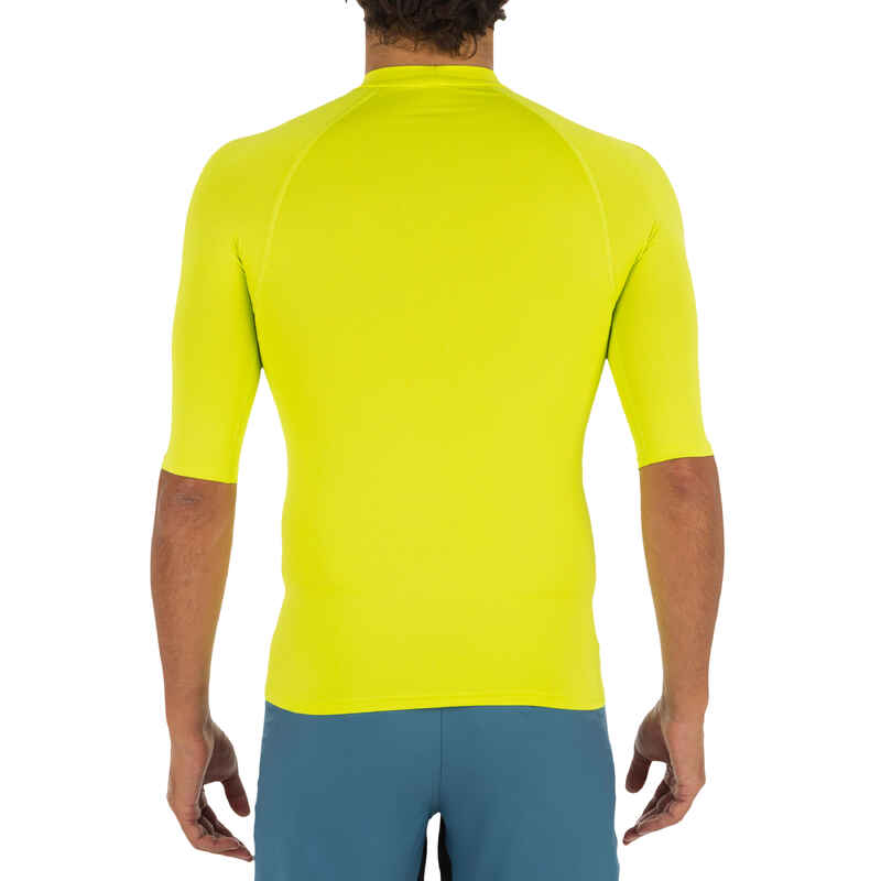 100 Men's Short Sleeve UV Protection Surfing Top T-Shirt - Yellow Anise