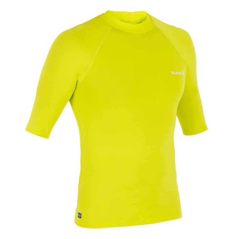 100 Men's Short Sleeve UV Protection Surfing Top T-Shirt - Yellow Anise