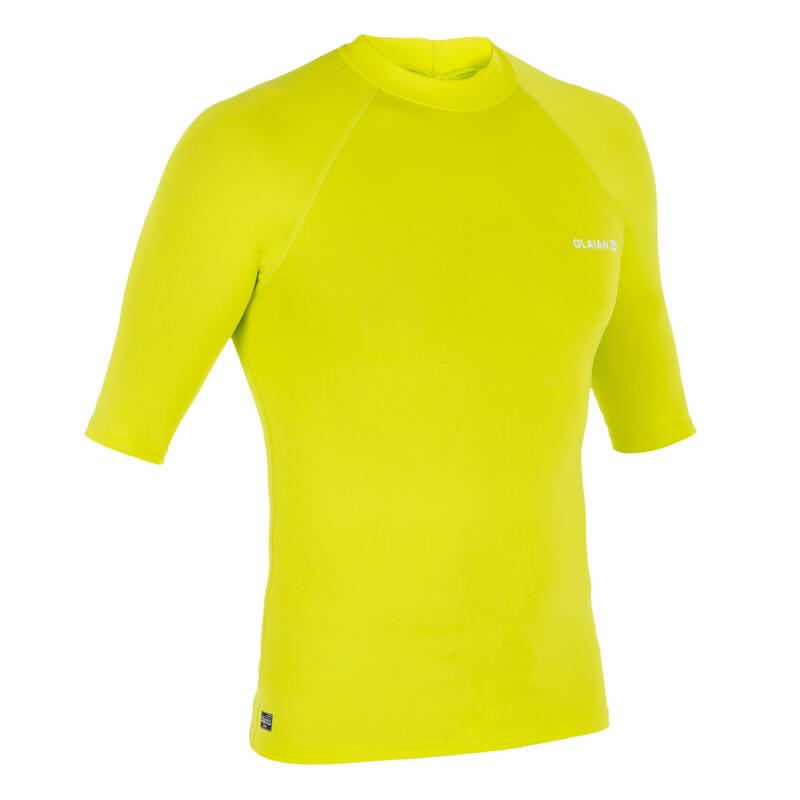 tee shirt anti uv surf top 100 manches courtes homme jaune anis