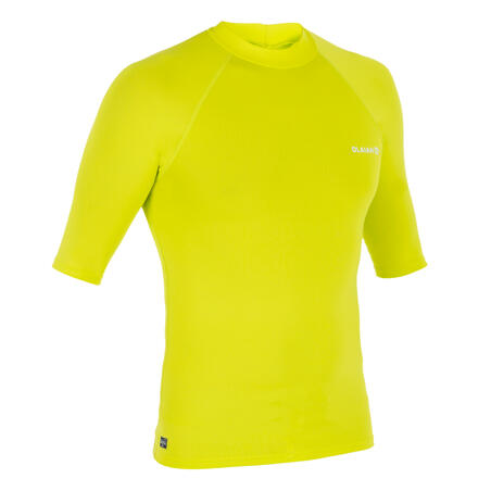 Tee shirt anti UV homme manches courtes Surf 100 Jaune