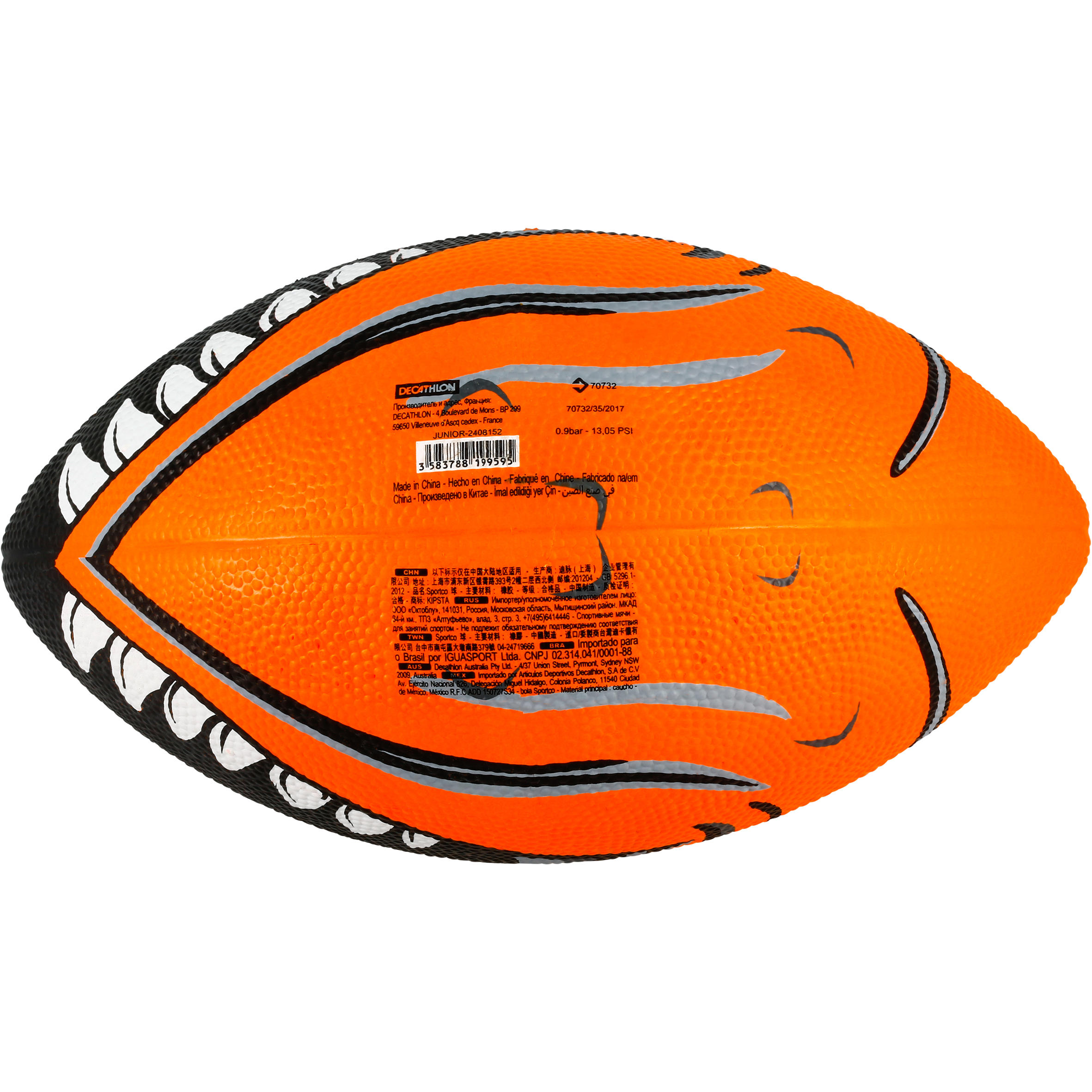Balón de fútbol americano talla junior AF100 naranja