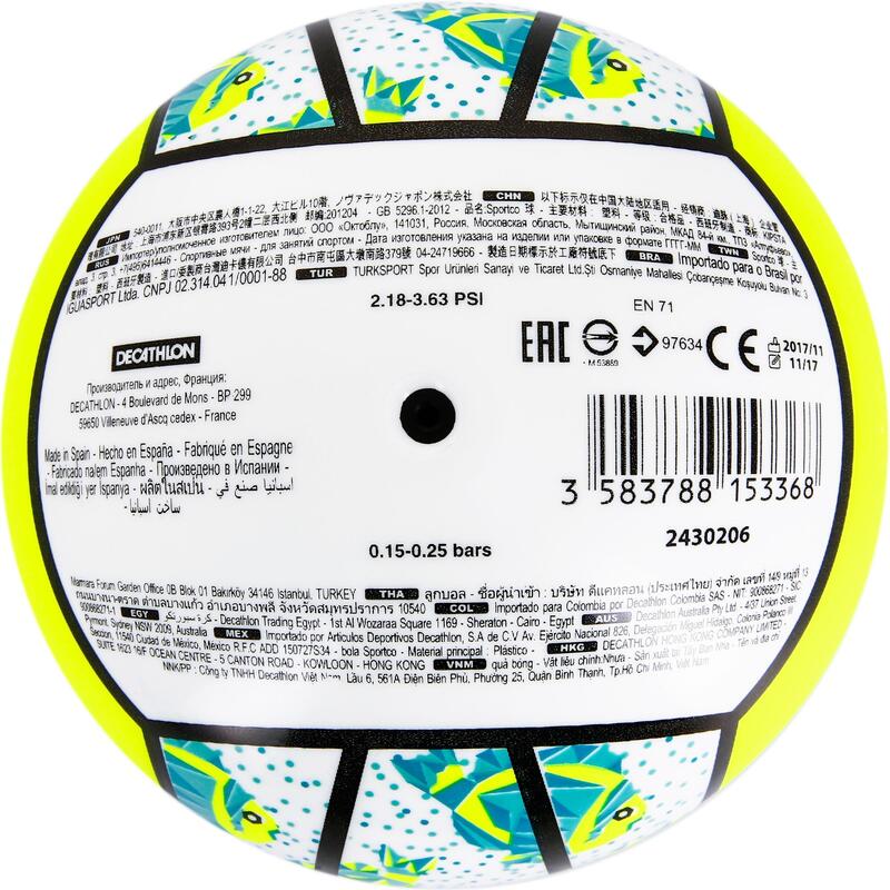 Mini ballon de beach-volley BV100 jaune et vert