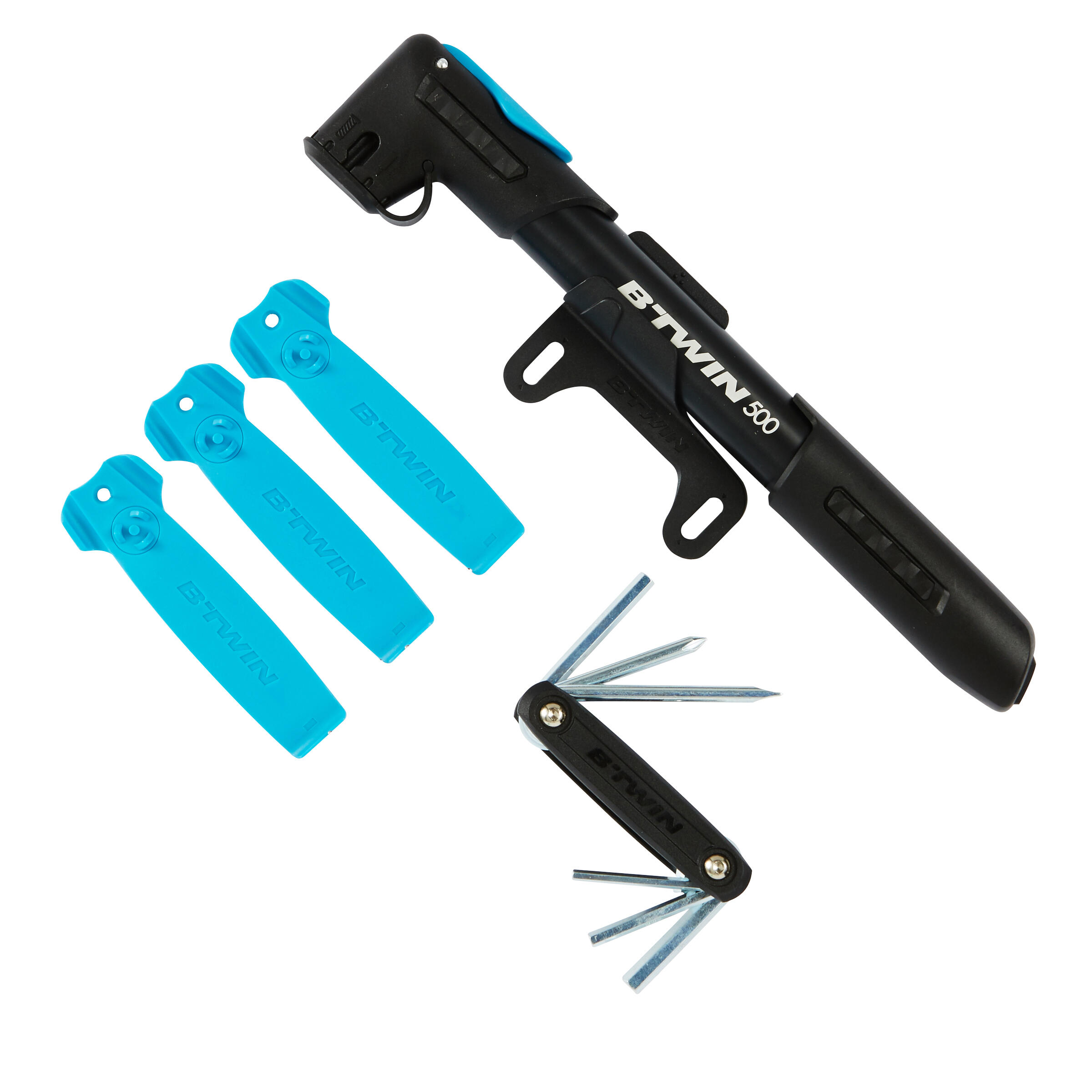 Puncture Repair Kit and Adjustments (500 hand pump, tyre levers,  multitool)