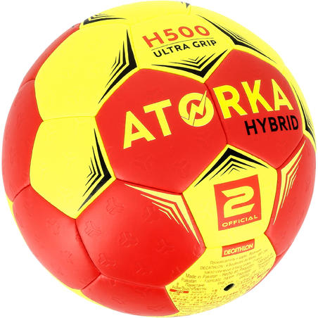 Гандбольний м'яч H500, гібридний, для дорослих, розмір 2 - Червоний/Сірий