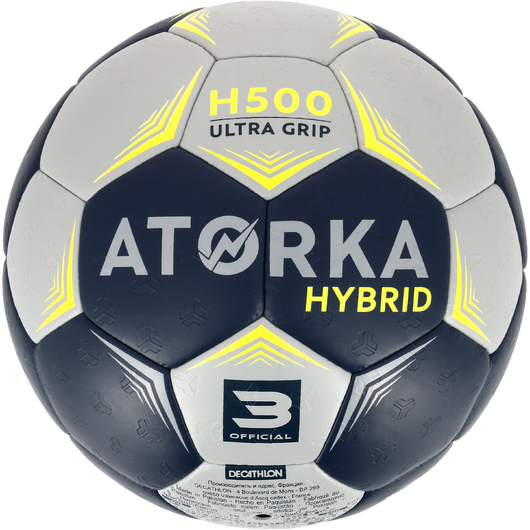 Ballon de handball adulte hybride T3 gris/bleu