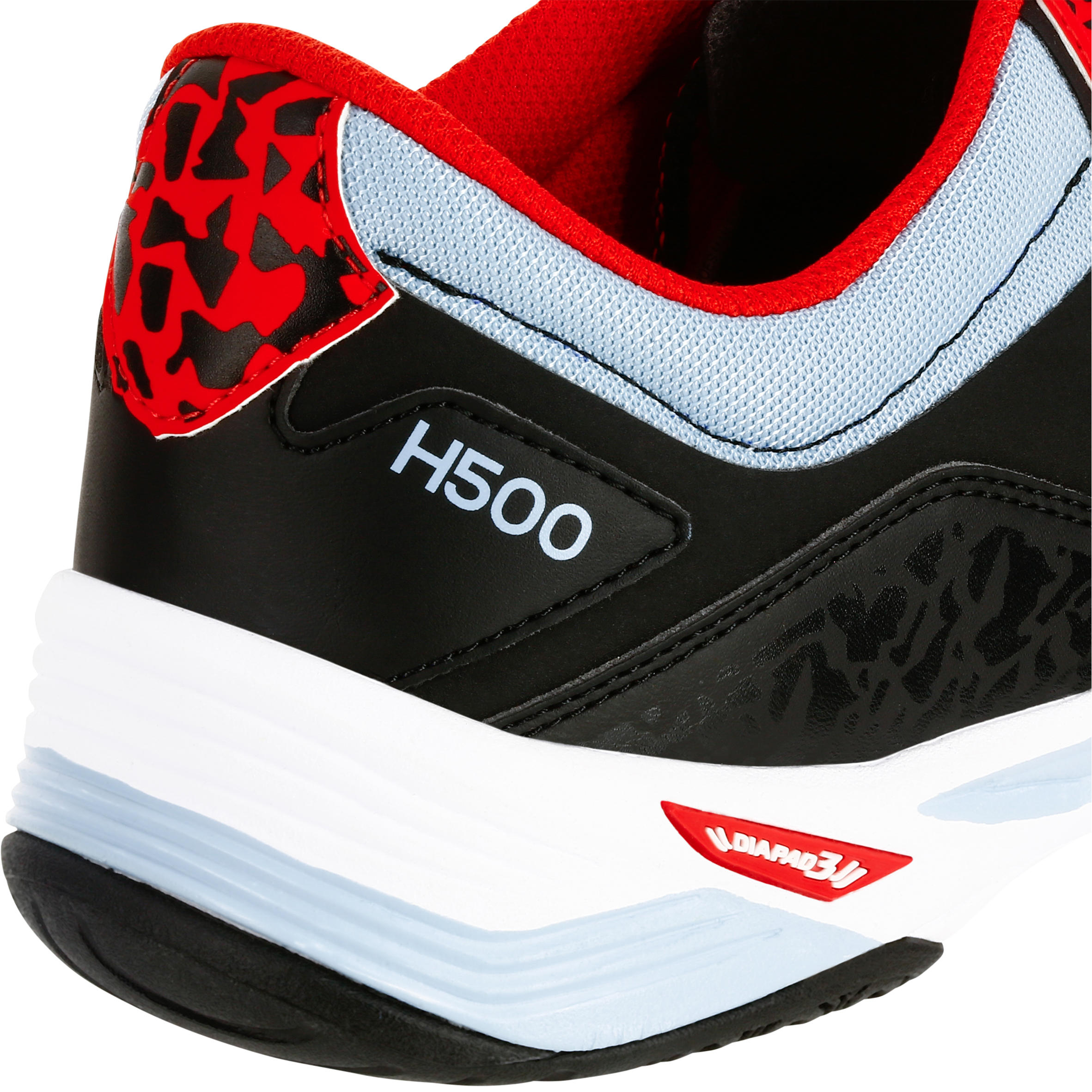 Scarpe pallamano H500 nero-rosso 12/14