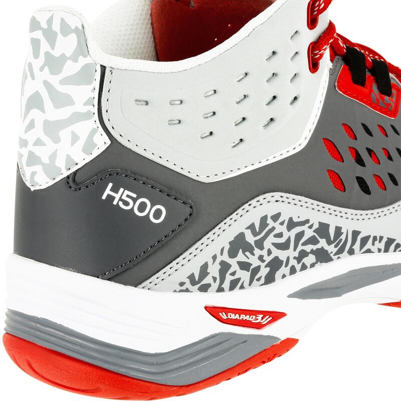 Chaussures de handball mid adulte H500 gris / rouge