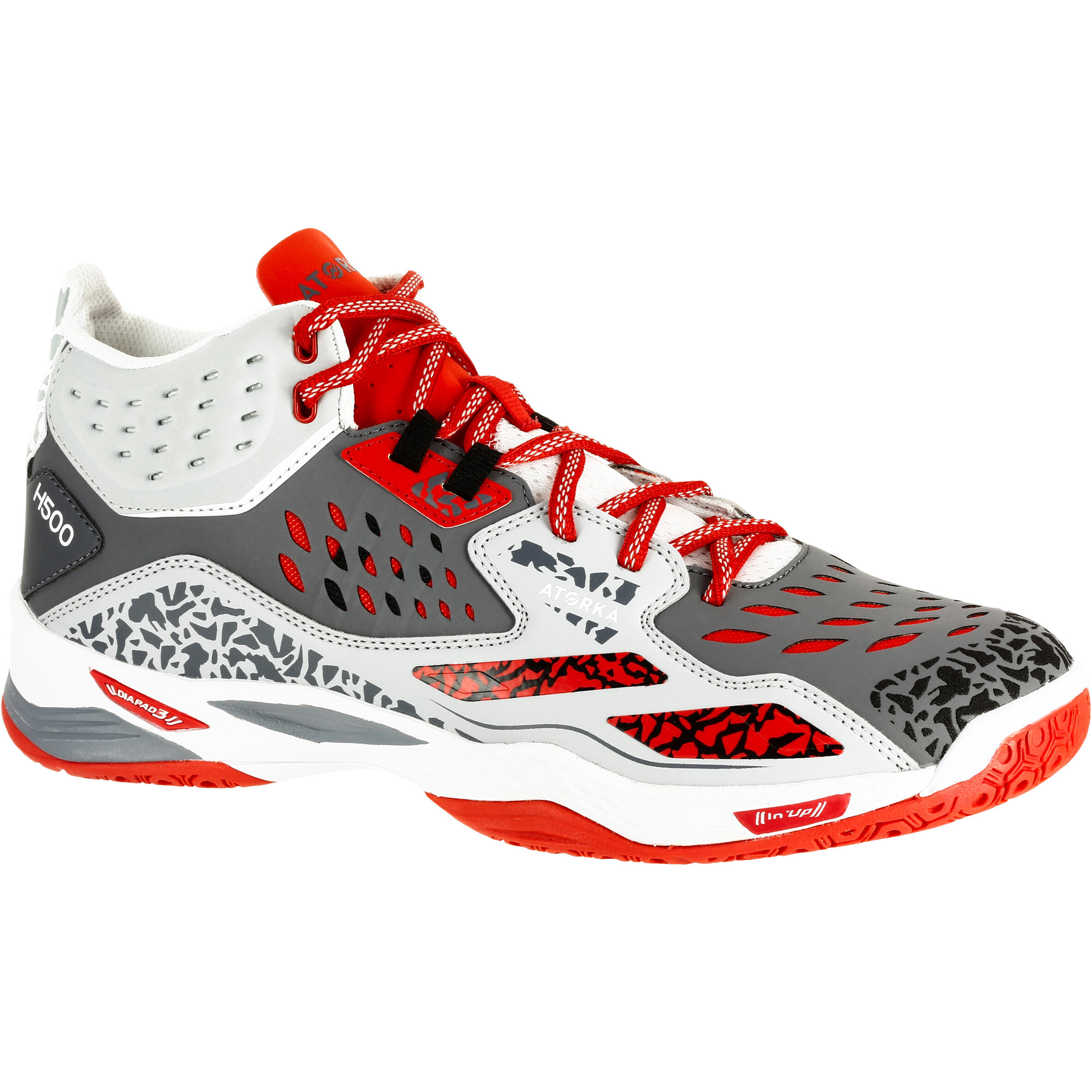 H500 Adult Mid Handball Shoes Grey Red